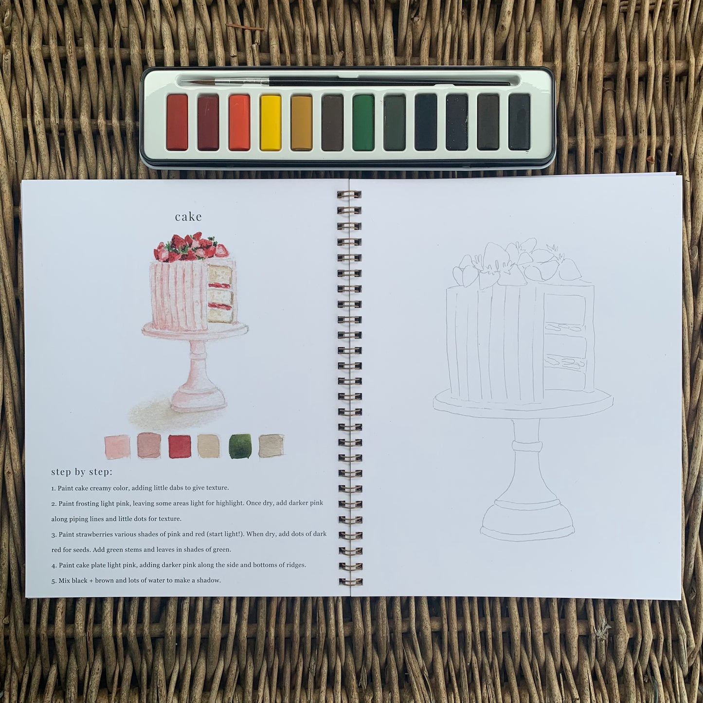 Baking Watercolor Workbook & Paint Set