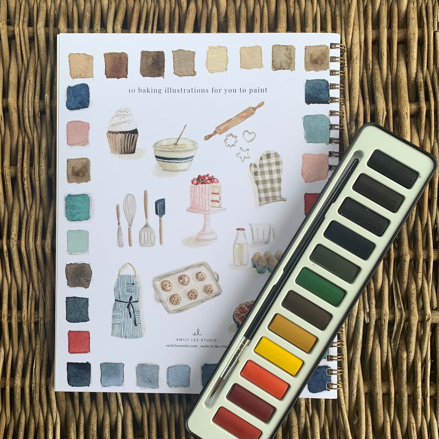 Baking Watercolor Workbook & Paint Set