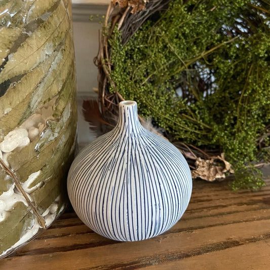 Blue Striped Bud Vase