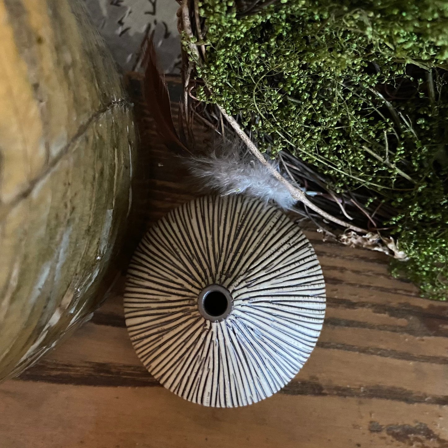 Brown Striped Porcelain Bud Vase