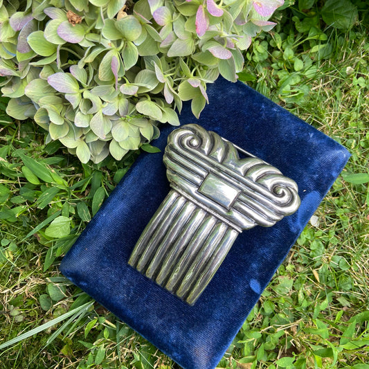 Vintage Sterling Mexico Lico Repousse Belt Buckle