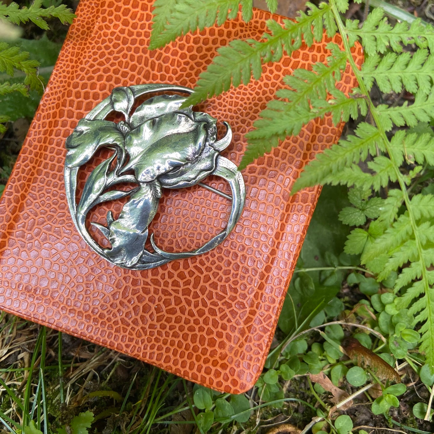 Vintage Sterling Art Nouveau Iris Brooch Pin