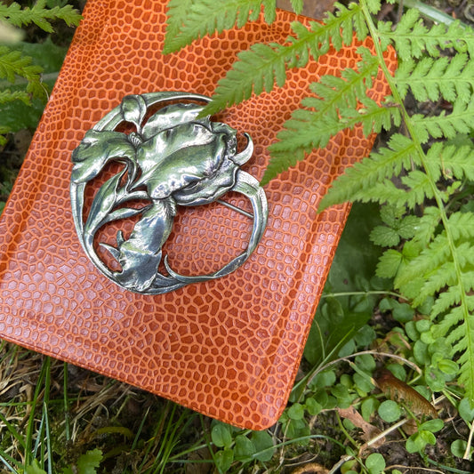 Vintage Sterling Art Nouveau Iris Brooch Pin