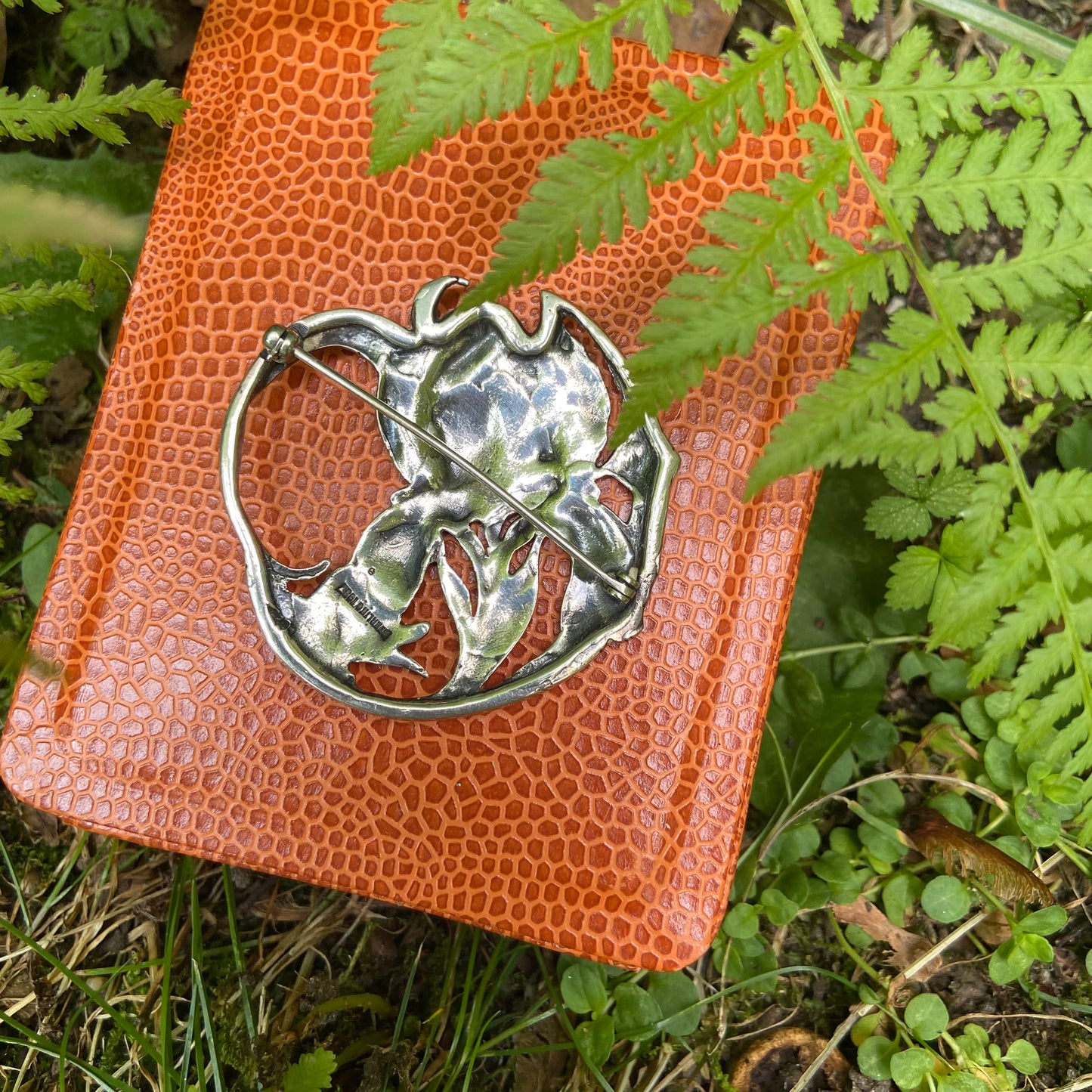 Vintage Sterling Art Nouveau Iris Brooch Pin