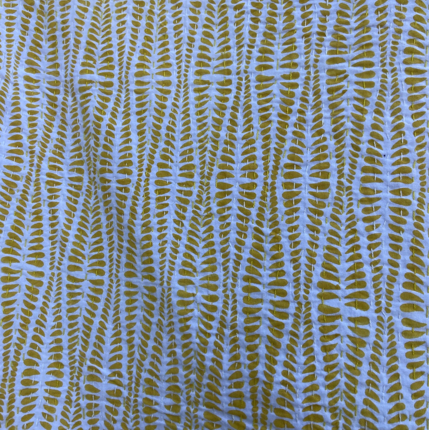 Lemon Drop Twin Sized Kantha Quilt