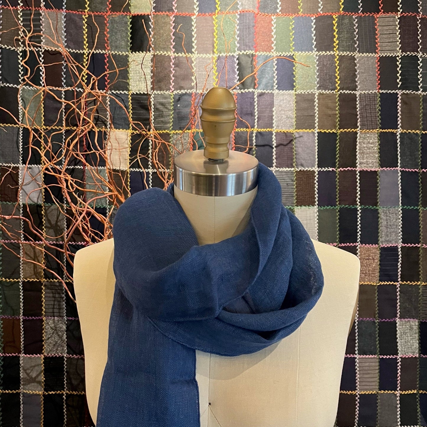 Marine Sheer Linen Scarf