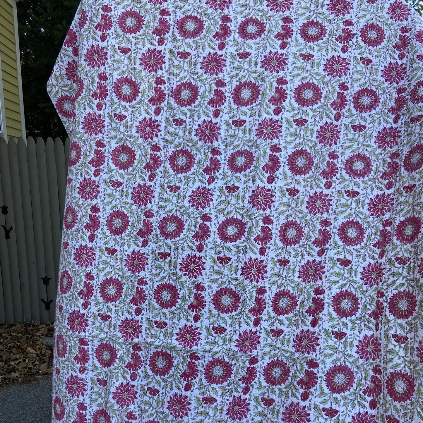 Raspberry Milk Twin Sized Kantha Quilt