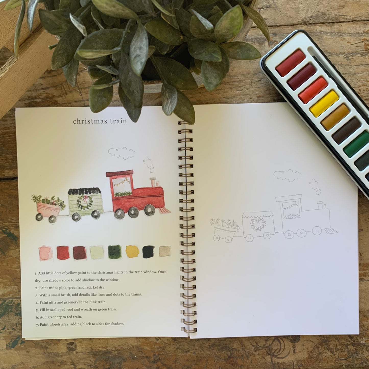 Christmas Watercolor Workbook & Paint Set