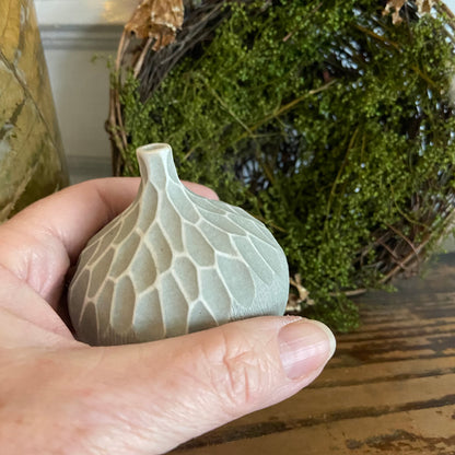 Gray Etched Porcelain Bud Vase