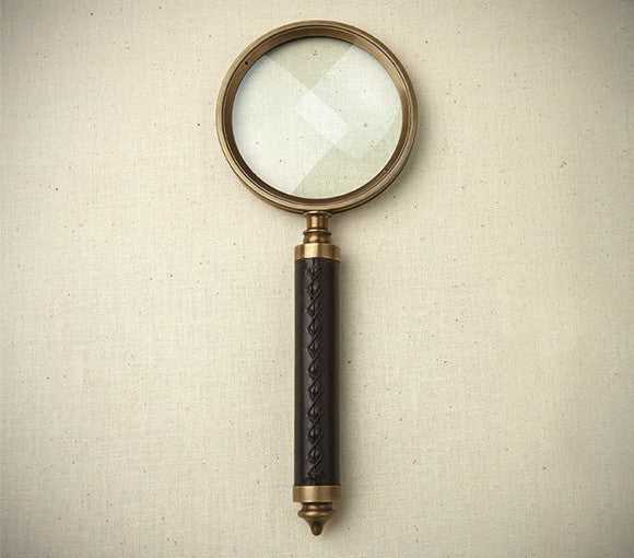 Leather-wrapped and brass magnifying glass great gift idea image