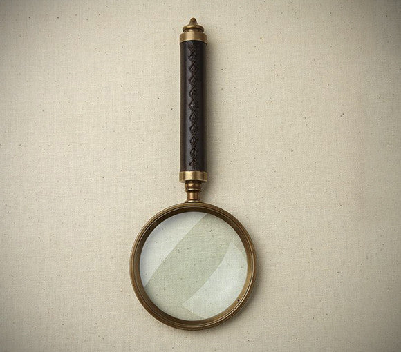 Leather-wrapped and brass magnifying glass great gift idea image