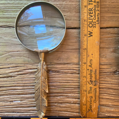 Brass Feather Magnifying Glass