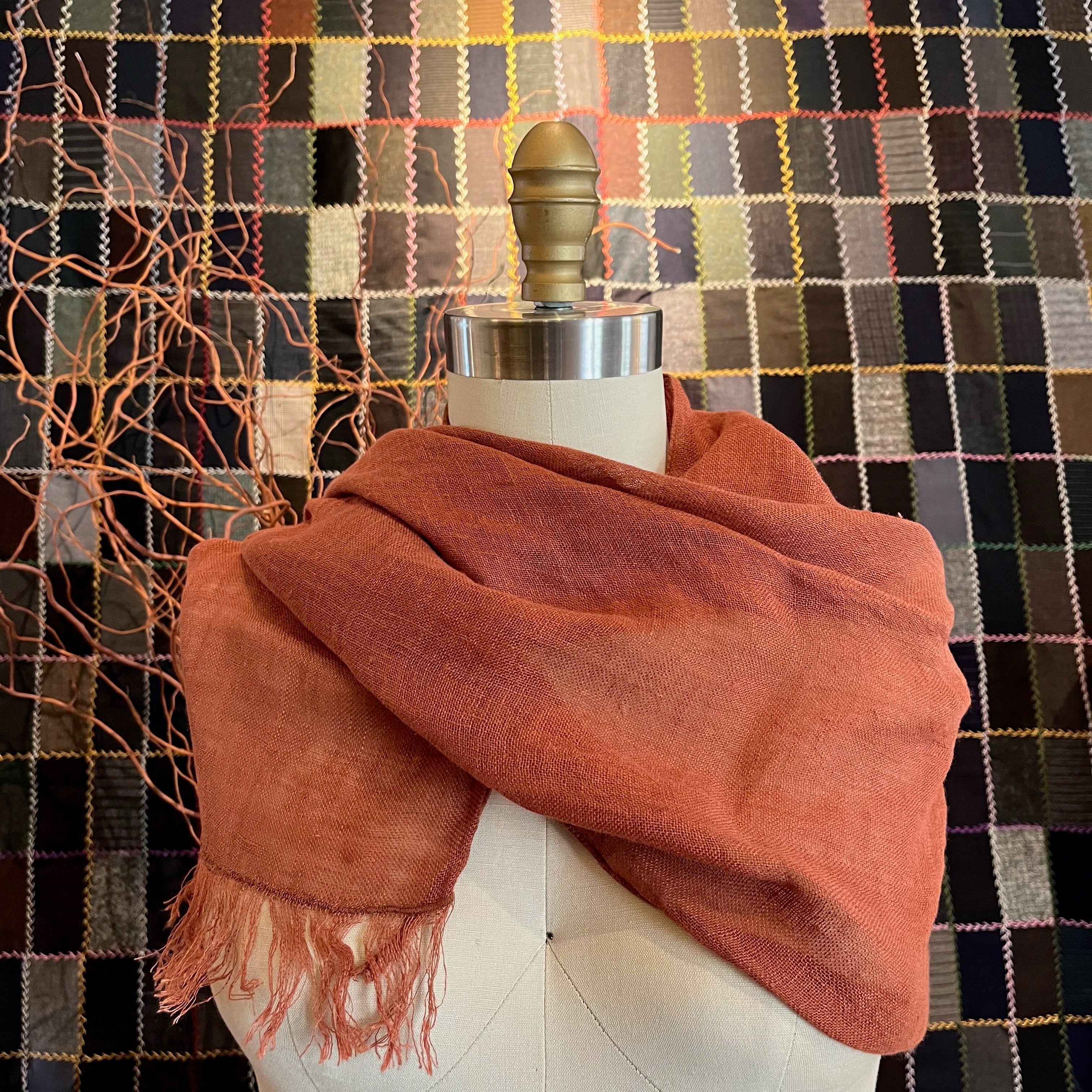 Red on sale linen scarf