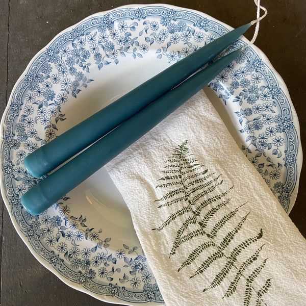 Woodland Ferns ~ White, Light Blue, Sage Green Cloth Napkins