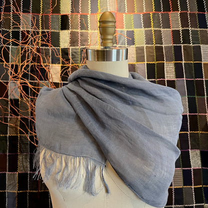 French Blue Sheer Linen Scarf